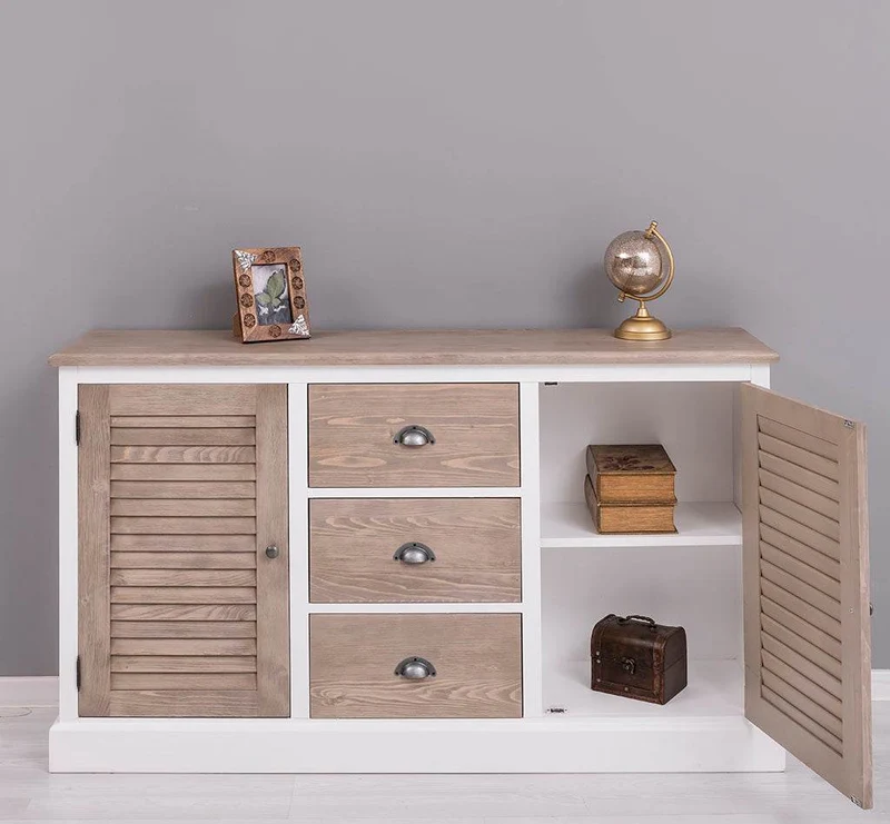 Kommode mit Lamellentüren | Sideboard aus Massivholz