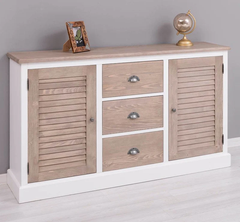 Kommode mit Lamellentüren | Sideboard aus Massivholz