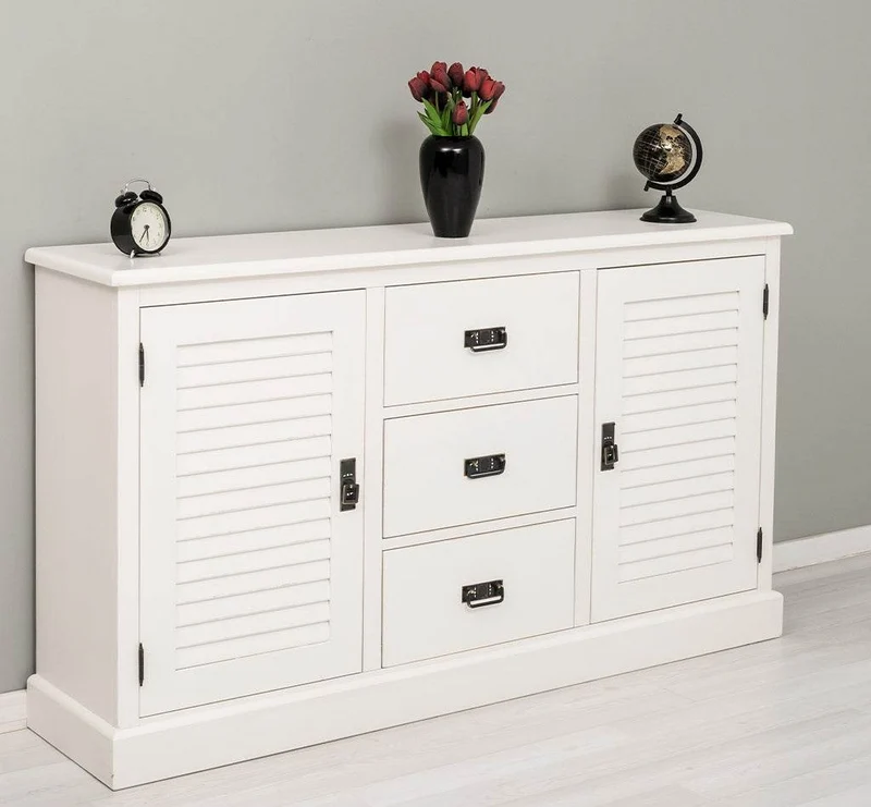 Kommode mit Lamellentüren | Sideboard aus Massivholz
