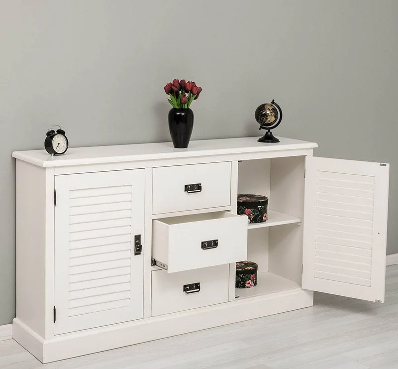 Kommode mit Lamellentüren | Sideboard aus Massivholz