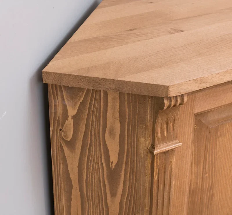 Vintage Eckschrank aus Massivholz | Aktenschrank mit verglasten Türen