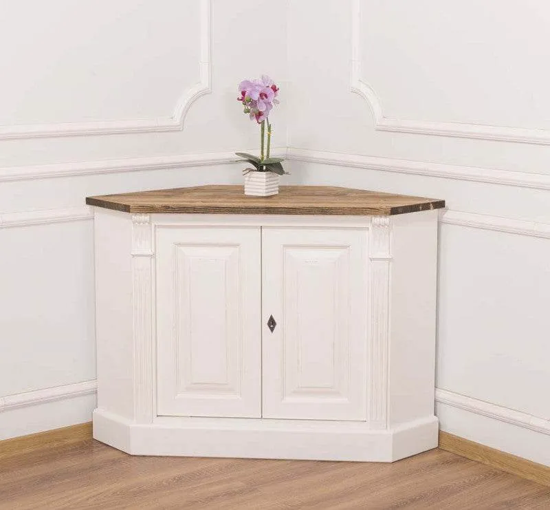 Vintage Eckschrank aus Massivholz | Aktenschrank mit verglasten Türen