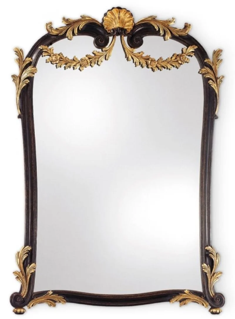 Casa Padrino Luxus Barock Spiegel Antik Schwarz / Gold - Handgefertigter italienischer Barockstil Wandspiegel - Luxus Möbel im Barockstil - Luxus Qualität - Made in Italy