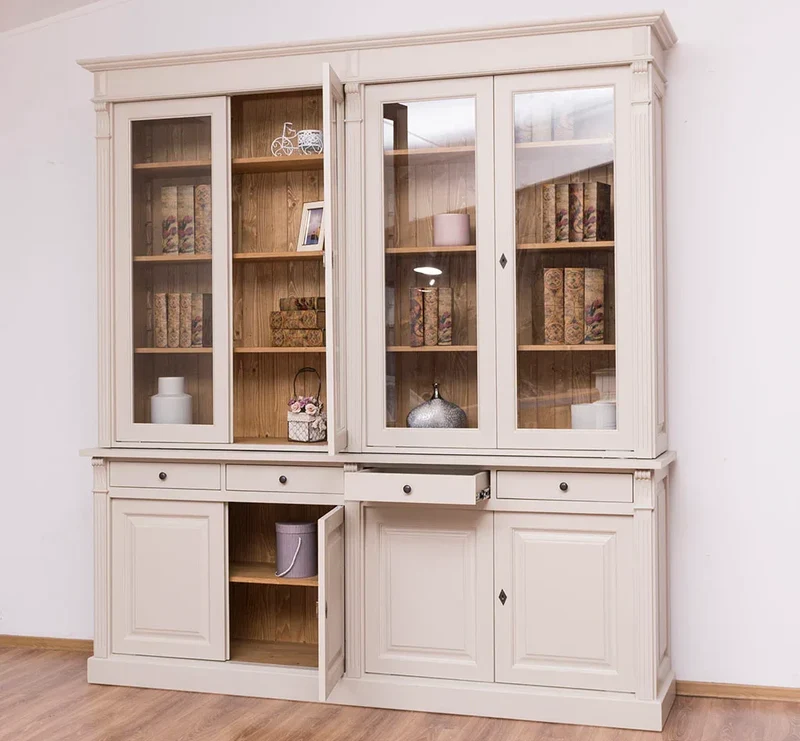 Vitrine aus Massivholz | Regalschrank Kombination