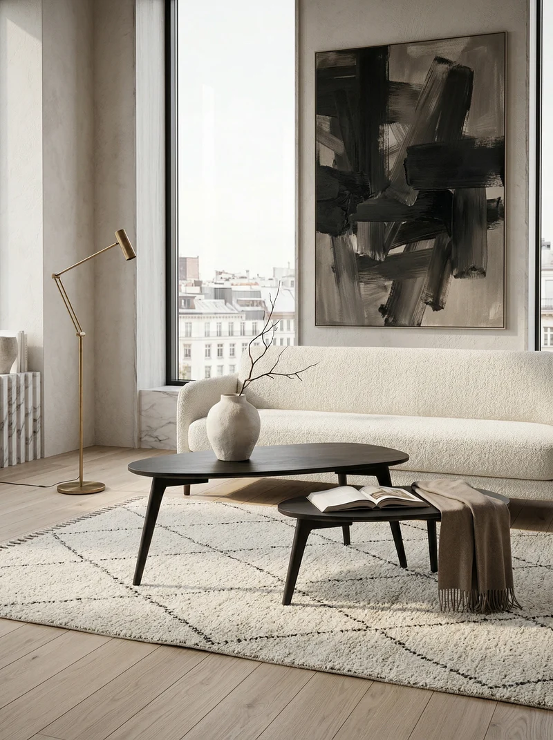 Couchtisch 2er Set Massivholz Nierenform Retro Handgefertigt