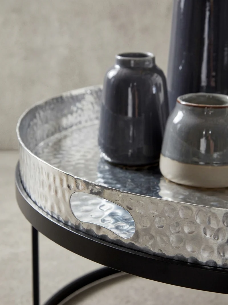 Couchtisch 2er Set Aluminium Hammerschlag Handgefertigt