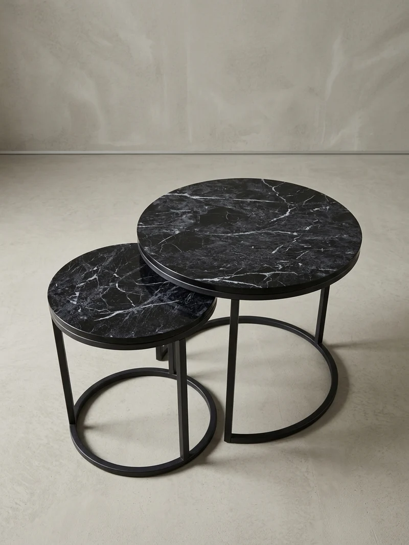 Beistelltisch 2er Set Marmoroptik Metall Modern