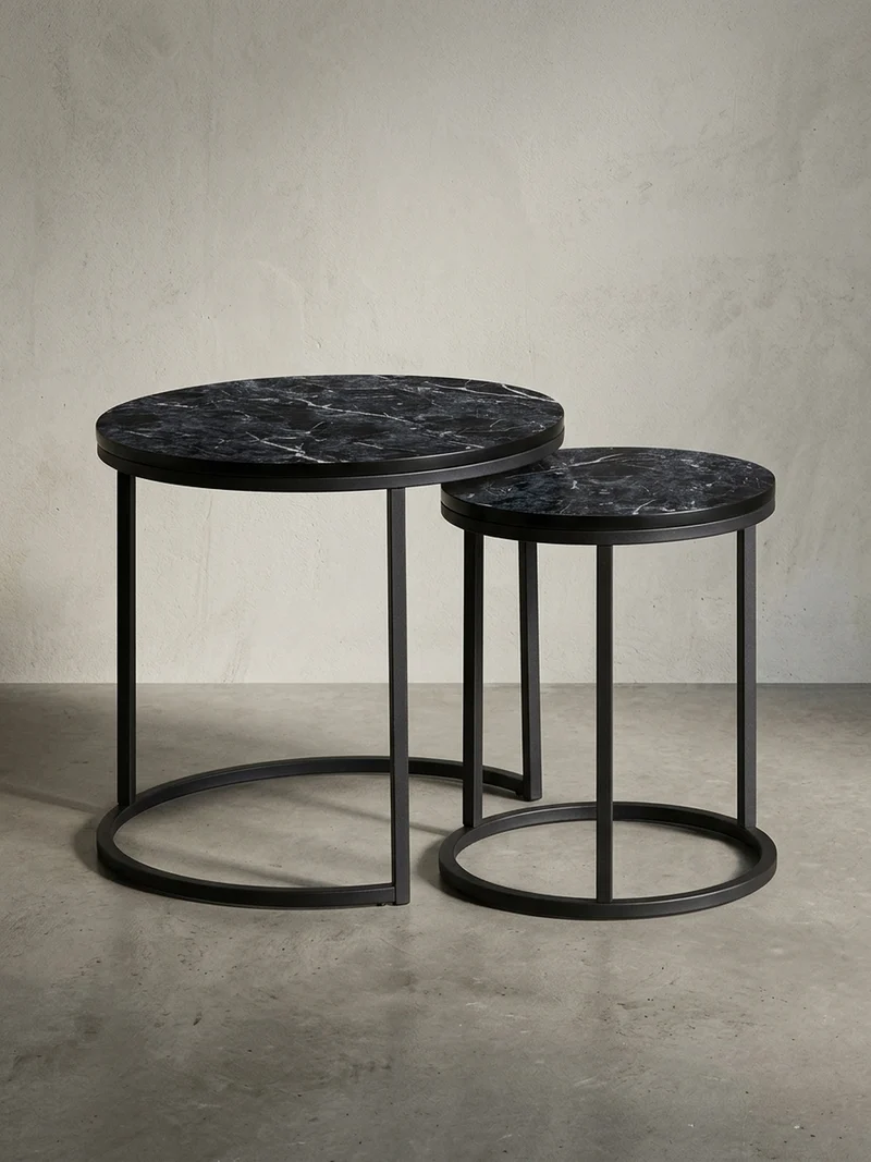 Beistelltisch 2er Set Marmoroptik Metall Modern