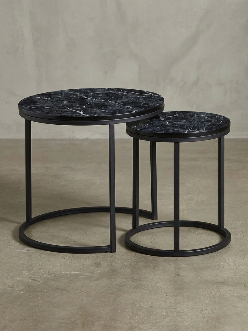 Beistelltisch 2er Set Marmoroptik Metall Modern