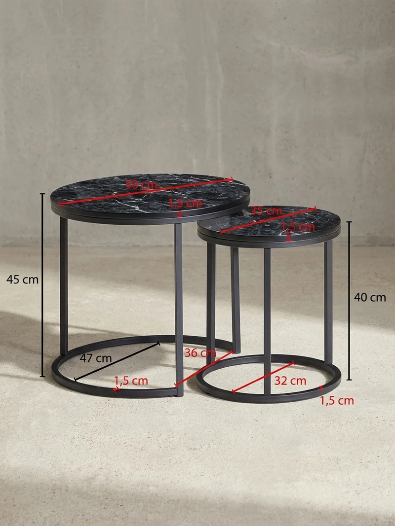 Beistelltisch 2er Set Marmoroptik Metall Modern
