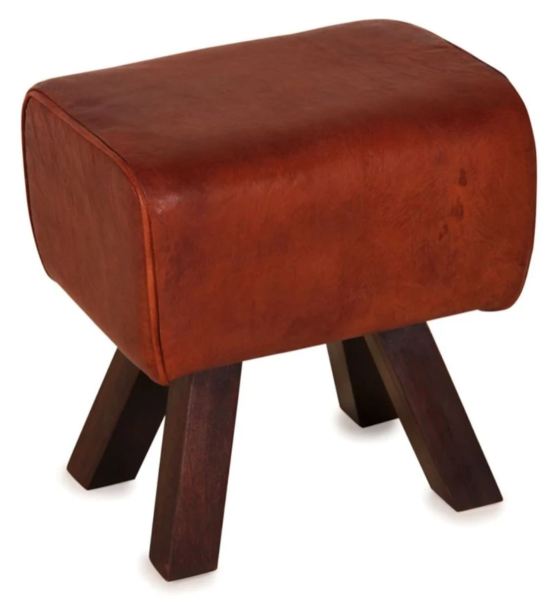 Casa Padrino Luxus Hocker Braun / Dunkelbraun 44 x 32 x H. 45 cm - Sitzhocker in Turnbock Optik