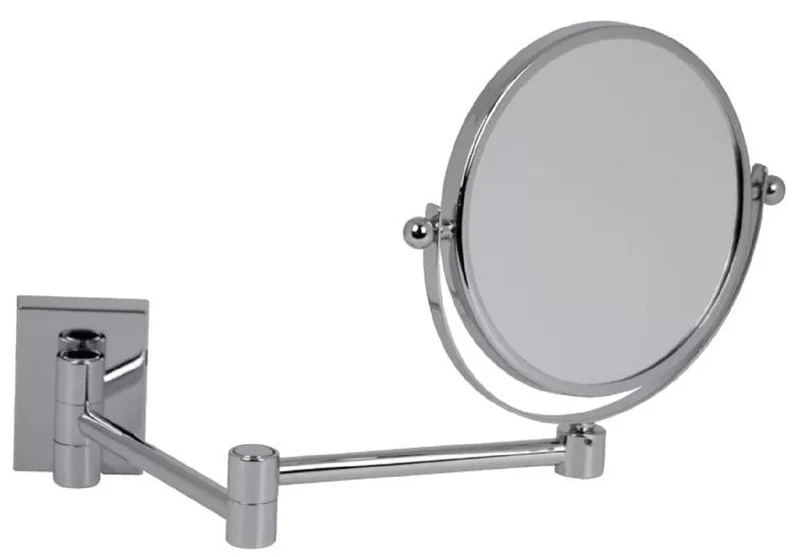 Casa Padrino Luxus Kosmetik Spiegel Silber Ø 16 x 40 x H. 25 cm - Verstellbarer Kosmetik Wandspiegel - Badezimmer Schmink Spiegel - Badezimmer Accessoires - Luxus Qualität - Made in Italy