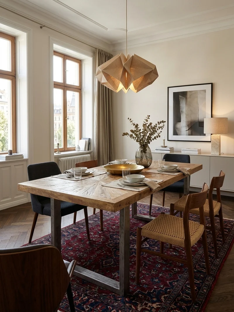 Esstisch Massivholz Edelstahlbeine Rustikal