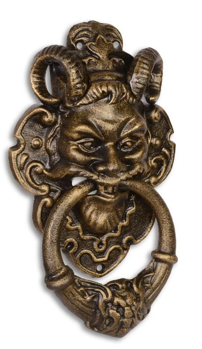 Casa Padrino Türklopfer Barock Devil Face Gusseisen Bronzefarben 32.7 cm - Antik Jugendstil Gründerzeit