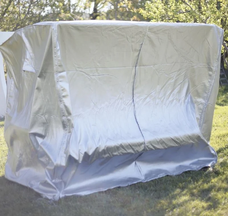 Casa Padrino Luxus Hollywood Schaukel Schutzbezug Grau 160 cm - Wetterfeste Garten Schaukel Schutzhülle - Garten Accessoires - Luxus Qualität
