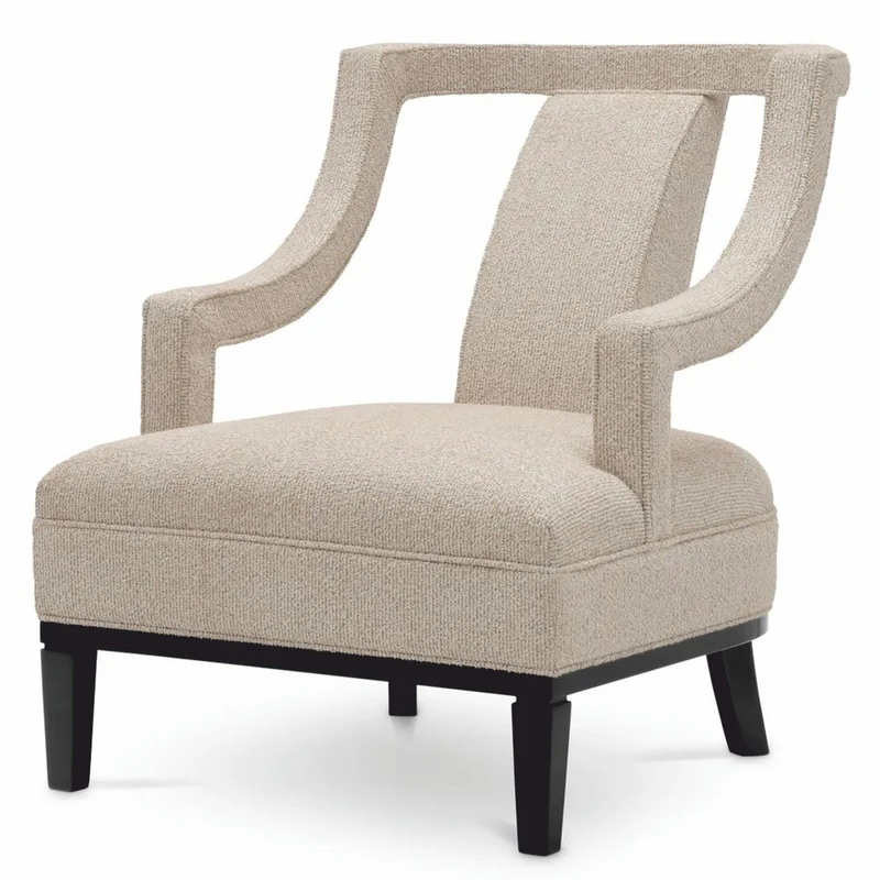 Casa Padrino Luxus Wohnzimmer & Hotel Sessel Beige / Schwarz 67 cm - Luxus Möbel