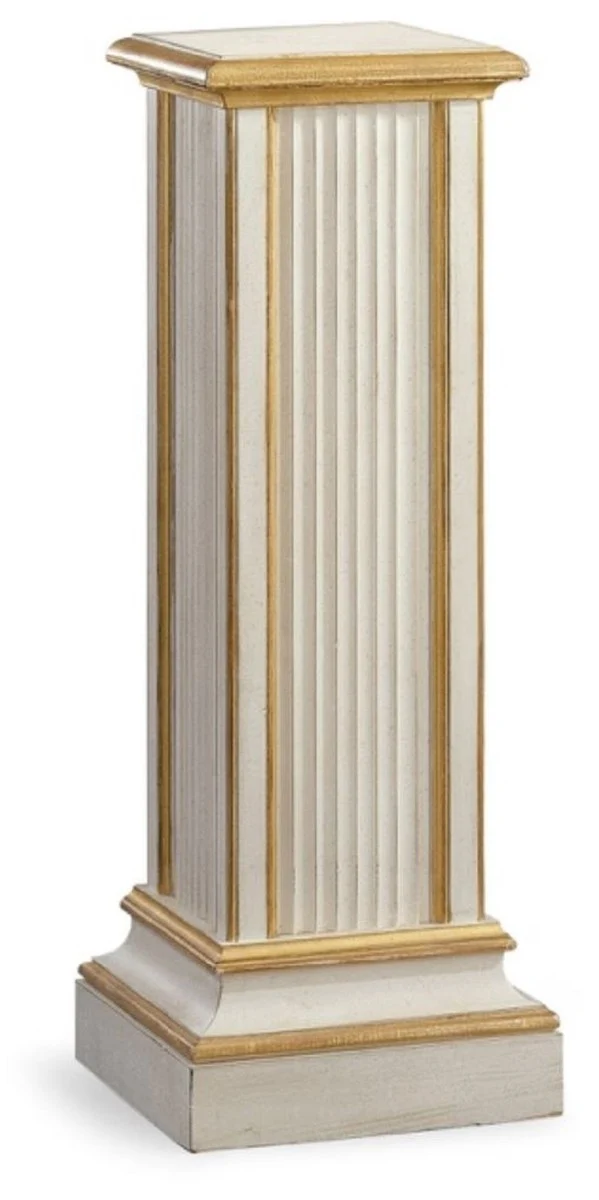 Casa Padrino Luxus Barock Säule Antik Weiß / Antik Gold - Handgefertigte Massivholz Deko Säule - Hotel Möbel - Schloss Möbel - Wohnzimmer Möbel - Luxus Qualität - Made in Italy