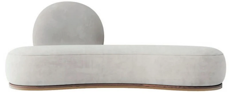 Casa Padrino Luxus Samt Sofa Grau / Braun / Messing 230 x 100 x H. 86 cm - Gebogenes Wohnzimmer Sofa - Hotel Sofa - Wohnzimmer Möbel - Hotel Möbel - Luxus Möbel
