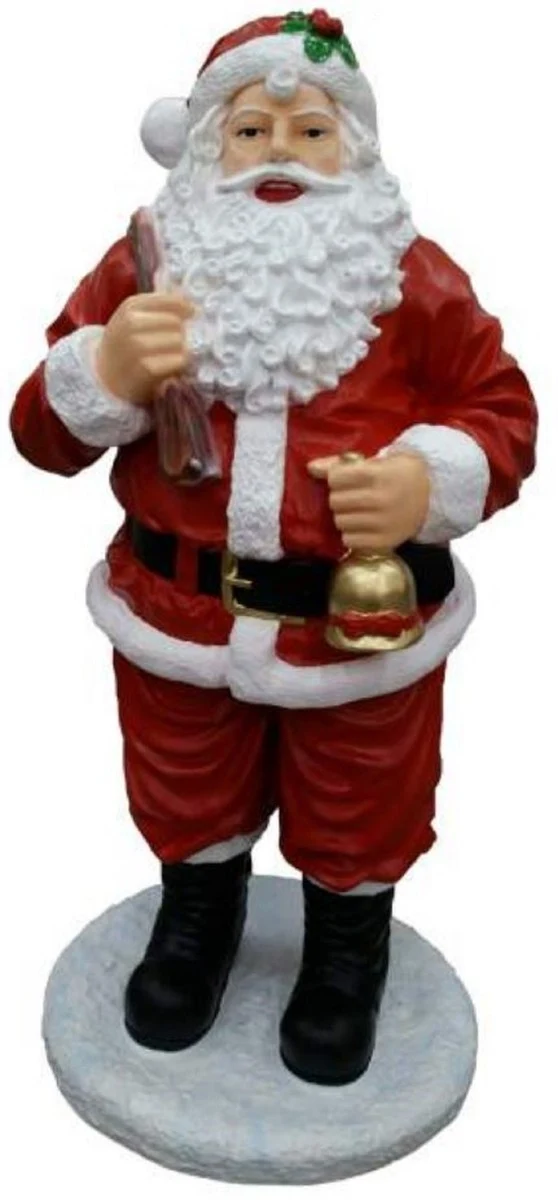 Casa Padrino Luxus XXL Deko Skulptur Weihnachtsmann Rot / Mehrfarbig H. 130 cm - Große XXL Weihnachtsmann Deko Figur - XXL Weihnachts Dekoration