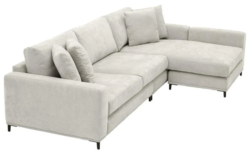 Casa Padrino Wohnzimmer Sofa Sandfarben / Schwarz 284 x 172 x H. 76 cm - Luxus Ecksofa