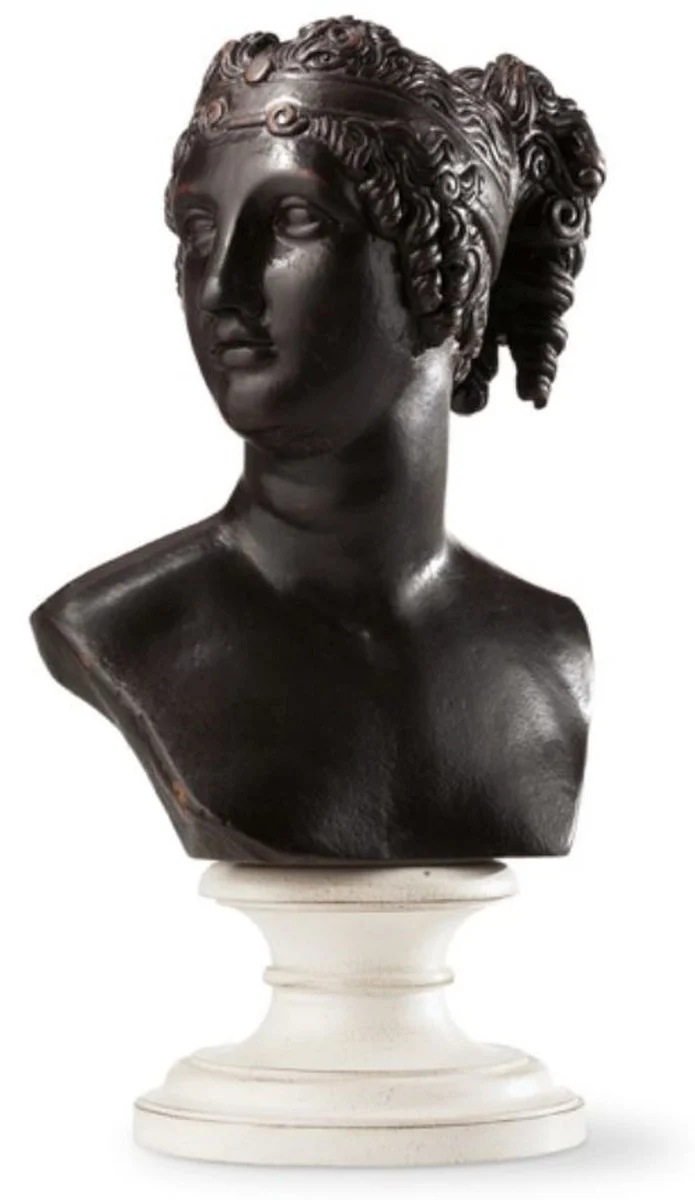 Casa Padrino Luxus Jugendstil Büste Göttin Schwarz / Braun - Handgefertigte Deko Skulptur aus hochwertigem Massivholz - Barock & Jugendstil Deko Accessoires - Luxus Qualität - Made in Italy