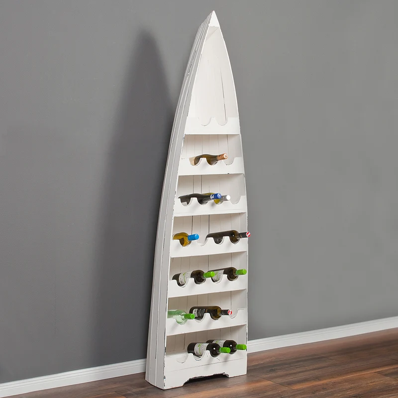 Massivholz Weinregal VINO ca. H200cm Antique-White Bootsregal