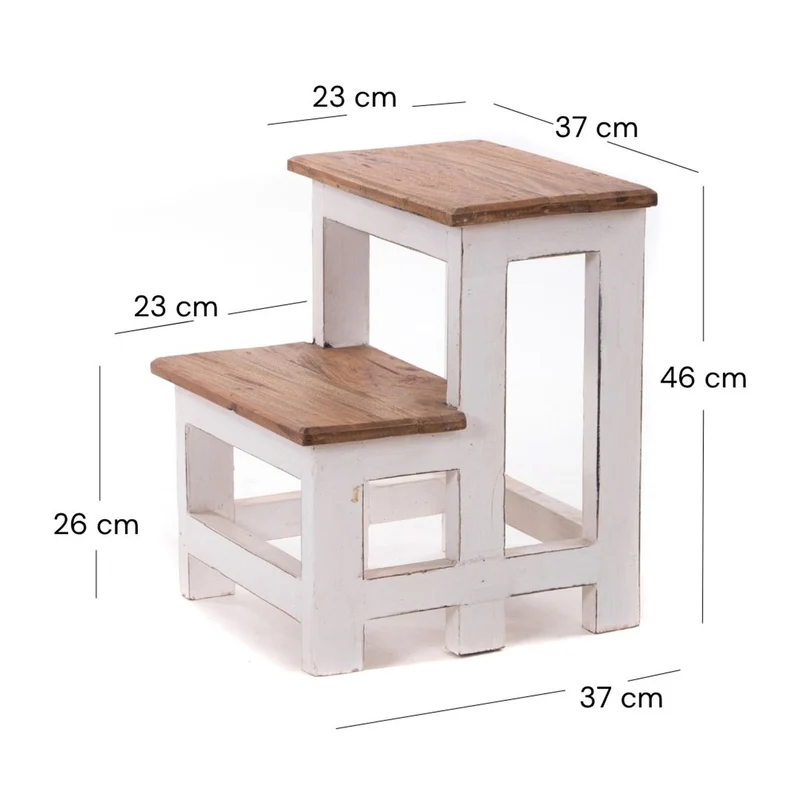 TRITTLEITER "STEP" | 46x37 cm (HxB), Altholz | Tritthocker | Farbe: 06 weiß-landhaus
