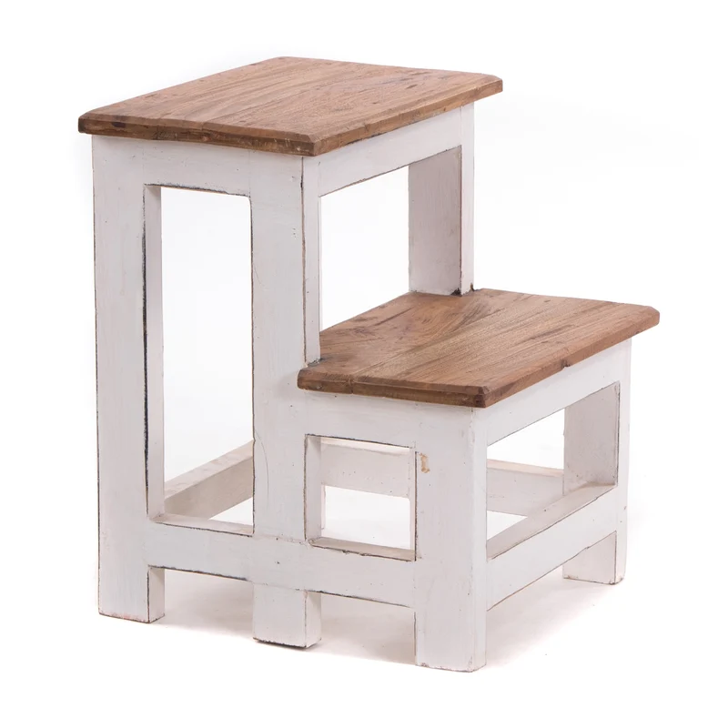 TRITTLEITER "STEP" | 46x37 cm (HxB), Altholz | Tritthocker | Farbe: 06 weiß-landhaus