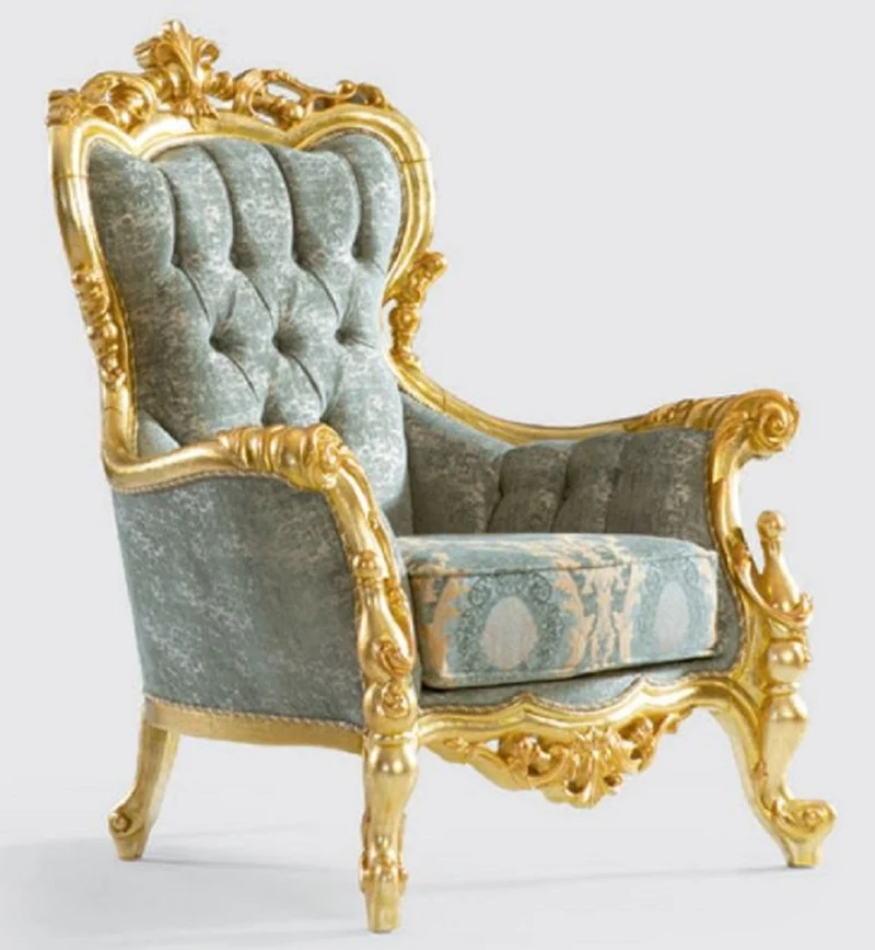 Casa Padrino Luxus Barock Wohnzimmer Set Grün / Schwarz / Gold - 2 Sofas & 2 Sessel & 1 Couchtisch - Handgefertigte Wohnzimmer Möbel im Barockstil - Edel & Prunkvoll