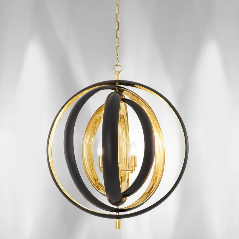 Casa Padrino Luxus Kronleuchter Schwarz / Messingfarben 71 x 63 x H. 84 cm - Moderner Hotel & Restaurant Kronleuchter - Luxus Kollektion