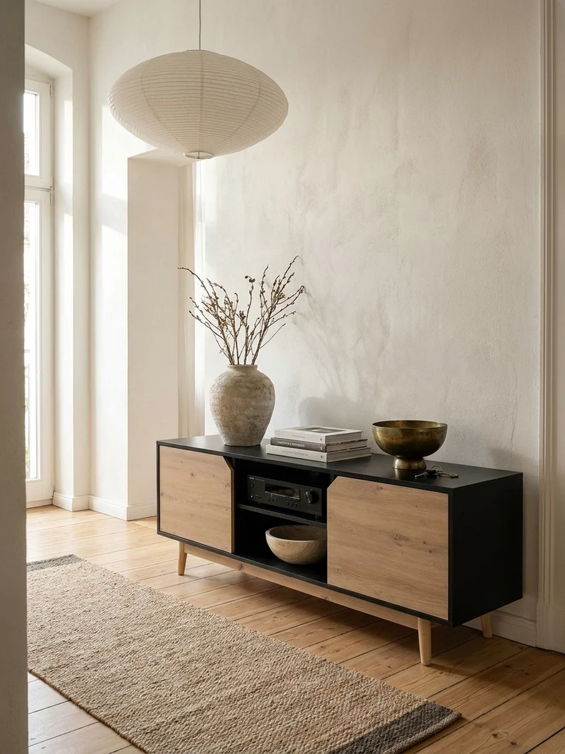 TV-Lowboard mit Eiche-Dekor, 2 Türen, modern
