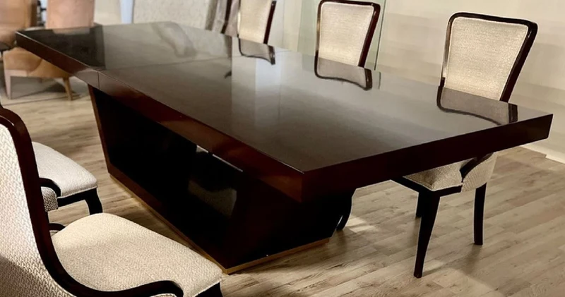 Casa Padrino Luxus Esstisch Braun / Gold 300-400 x 110 x H. 78 cm - Ausziehbarer Massivholz Esszimmertisch - Italienische Luxus Esszimmer Möbel - Luxus Qualität - Made in Italy