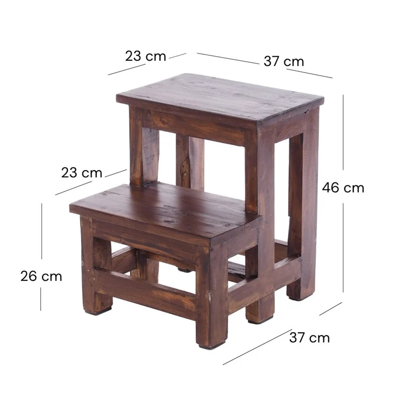 TRITTLEITER "STEP" | 46x37 cm (HxB), Altholz | Tritthocker | Farbe: 03 dunkelbraun