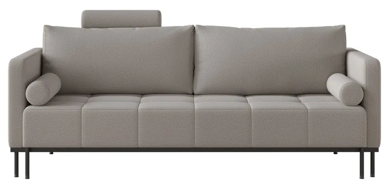 Dreisitziges ausklappbares Sofa Skilia, grau, pflegeleichter Strickstoff