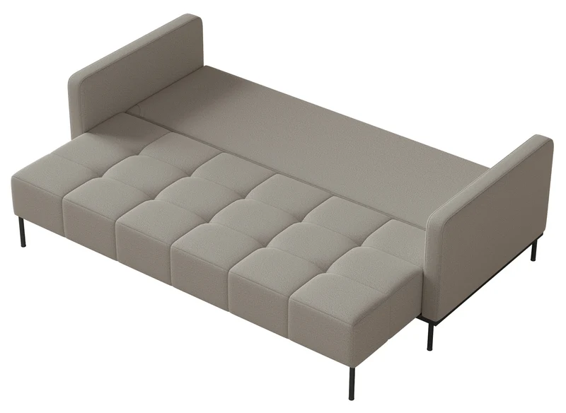 Dreisitziges ausklappbares Sofa Skilia, grau, pflegeleichter Strickstoff