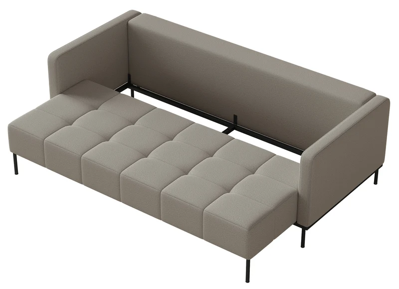 Dreisitziges ausklappbares Sofa Skilia, grau, pflegeleichter Strickstoff