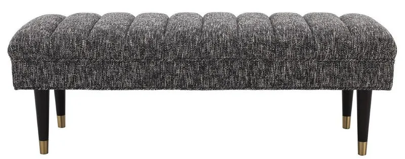 Casa Padrino Luxus Sitzbank Schwarz / Messingfarben 134 x 50 x H. 45 cm - Gepolsterte Massivholz Bank - Wohnzimmer Möbel - Hotel Möbel - Luxus Kollektion