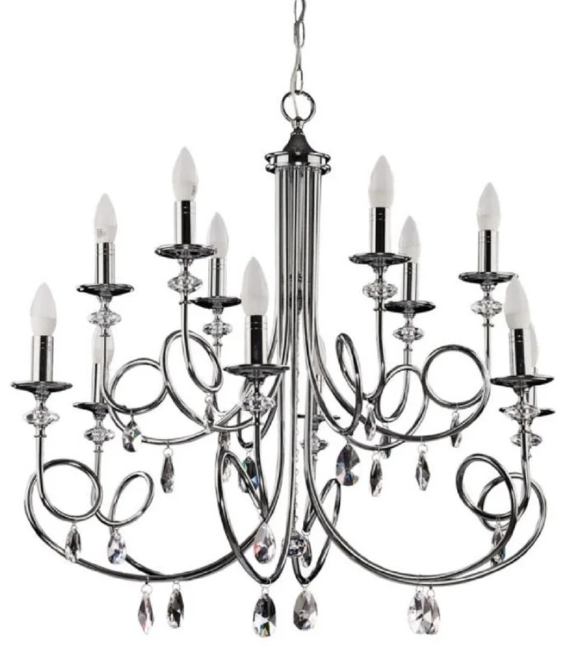 Casa Padrino Luxus Barock Kristall Kronleuchter Silber Ø 90 x H. 75 cm - Prunkvoller Wohnzimmer Kronleuchter im Barockstil - Edel & Prunkvoll