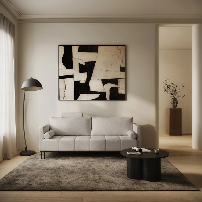 Dreisitziges ausziehbares Sofa Skilia in hellbeigem, hydrophobem Chenille-Stoff