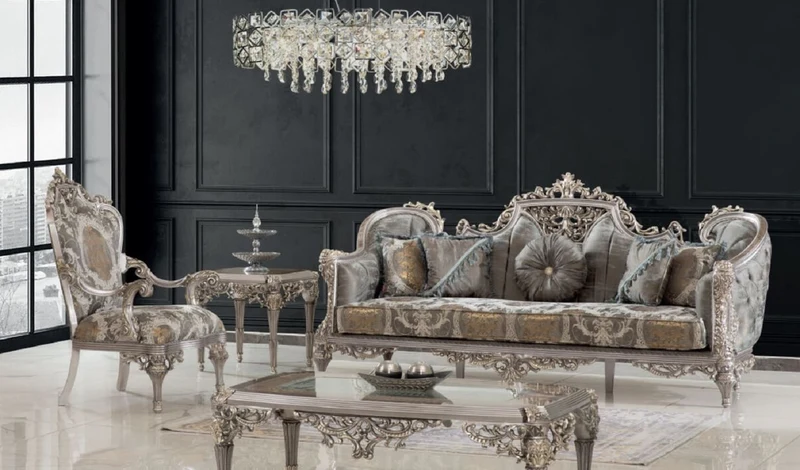 Casa Padrino Luxus Barock Beistelltisch Silber / Gold 65 x 65 x H. 65 cm - Handgefertigter Massivholz Tisch im Barockstil - Barock Möbel