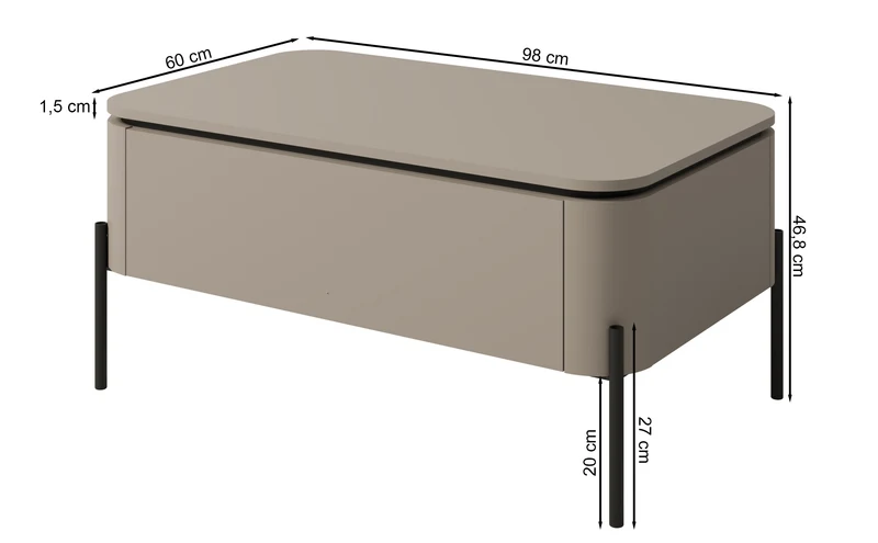 Calderis Couchtisch mit Schublade 98x60 cm Congo