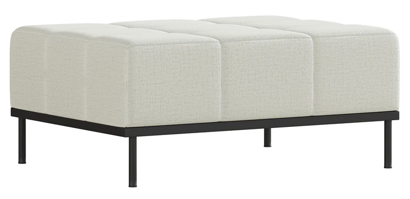 Dreisitziges ausklappbares Sofa Skilia mit Hocker, hellgraubeige, hydrophober Chenillestoff