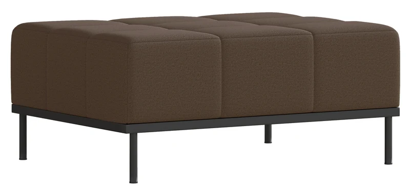 Dreisitziges ausklappbares Sofa Skilia mit Hocker, brauner, leicht zu reinigender Strickstoff