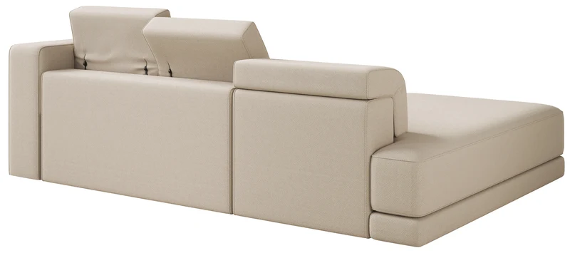 Ecksofa Novals L-förmig links mit verstellbaren Kopfstützen, beiger Chenillestoff