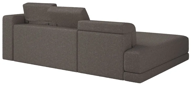 Ecksofa Novals L-förmig links mit verstellbaren Kopfstützen, braunes Bouclé