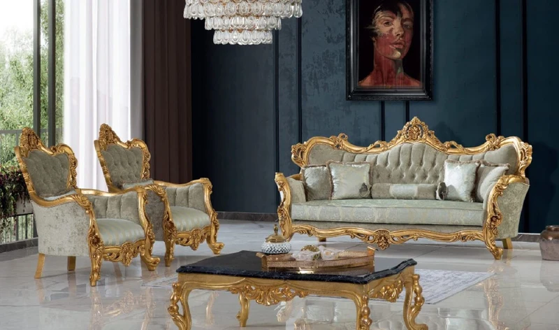 Casa Padrino Luxus Barock Sessel Grün / Gold 100 x 100 x H. 122 cm - Handgefertigter Wohnzimmer Sessel mit elegantem Muster - Barock Wohnzimmer Möbel - Edel & Prunkvoll
