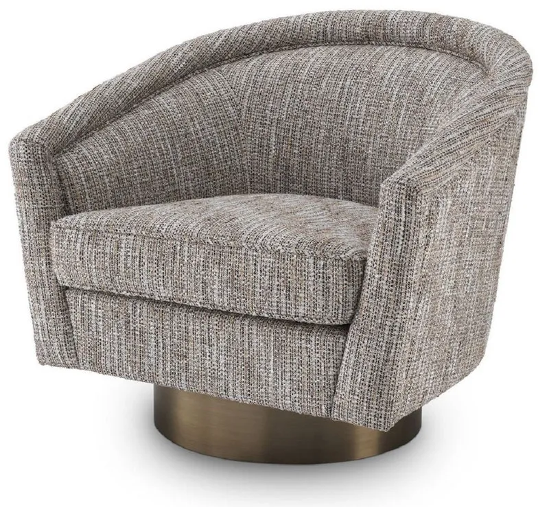 Casa Padrino Luxus Drehsessel Beige / Matt Gold 85 x 76 x H. 76 cm - Wohnzimmer Sessel - Wohnzimmer Möbel - Luxus Möbel