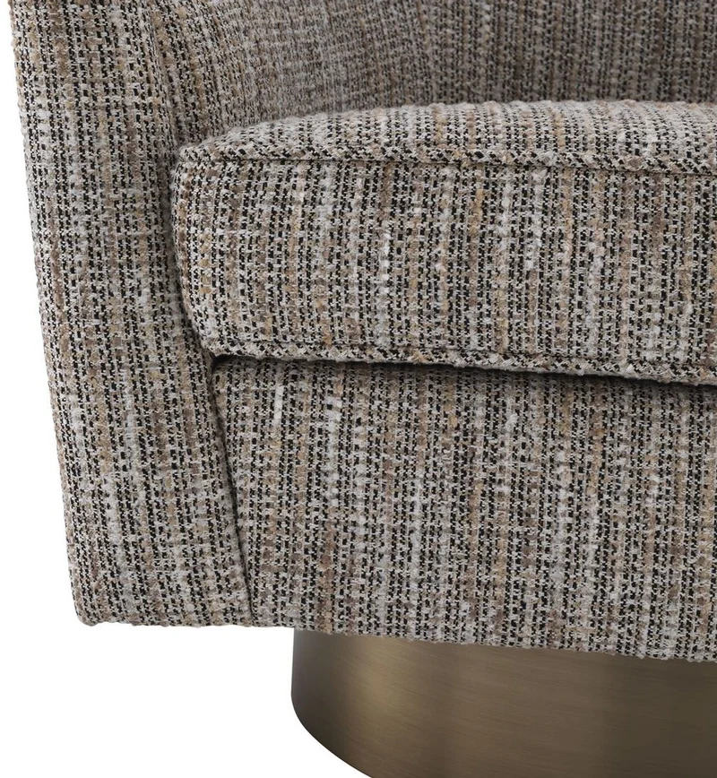Casa Padrino Luxus Drehsessel Beige / Matt Gold 85 x 76 x H. 76 cm - Wohnzimmer Sessel - Wohnzimmer Möbel - Luxus Möbel