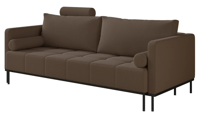 Dreisitziges ausklappbares Sofa Skilia, braunes, leicht zu reinigendes Strickgewebe