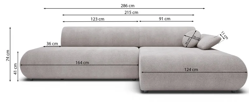 Ecksofa mit Schlafunktion Armone, L-förmig, rechtsseitig, grafitfarben, Chenille